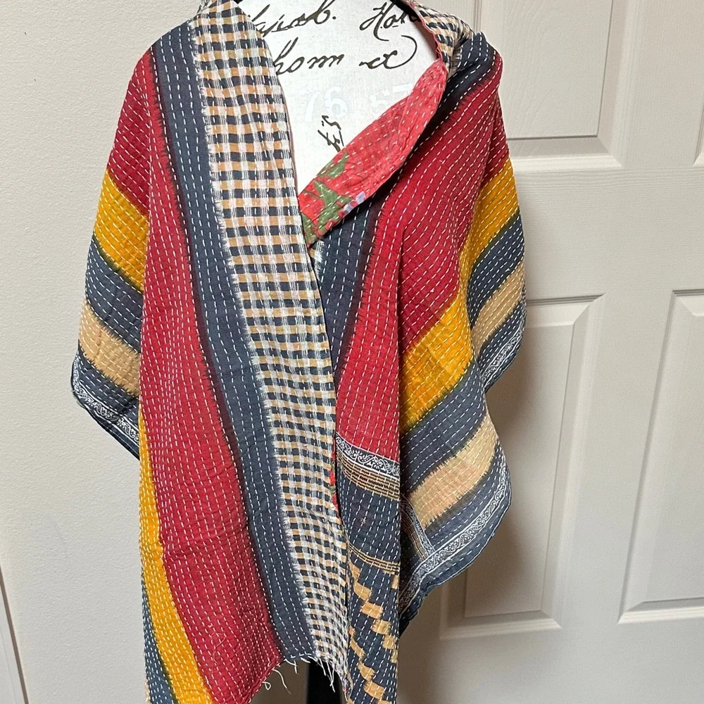 Colorful Reversible Kantha Scarf
